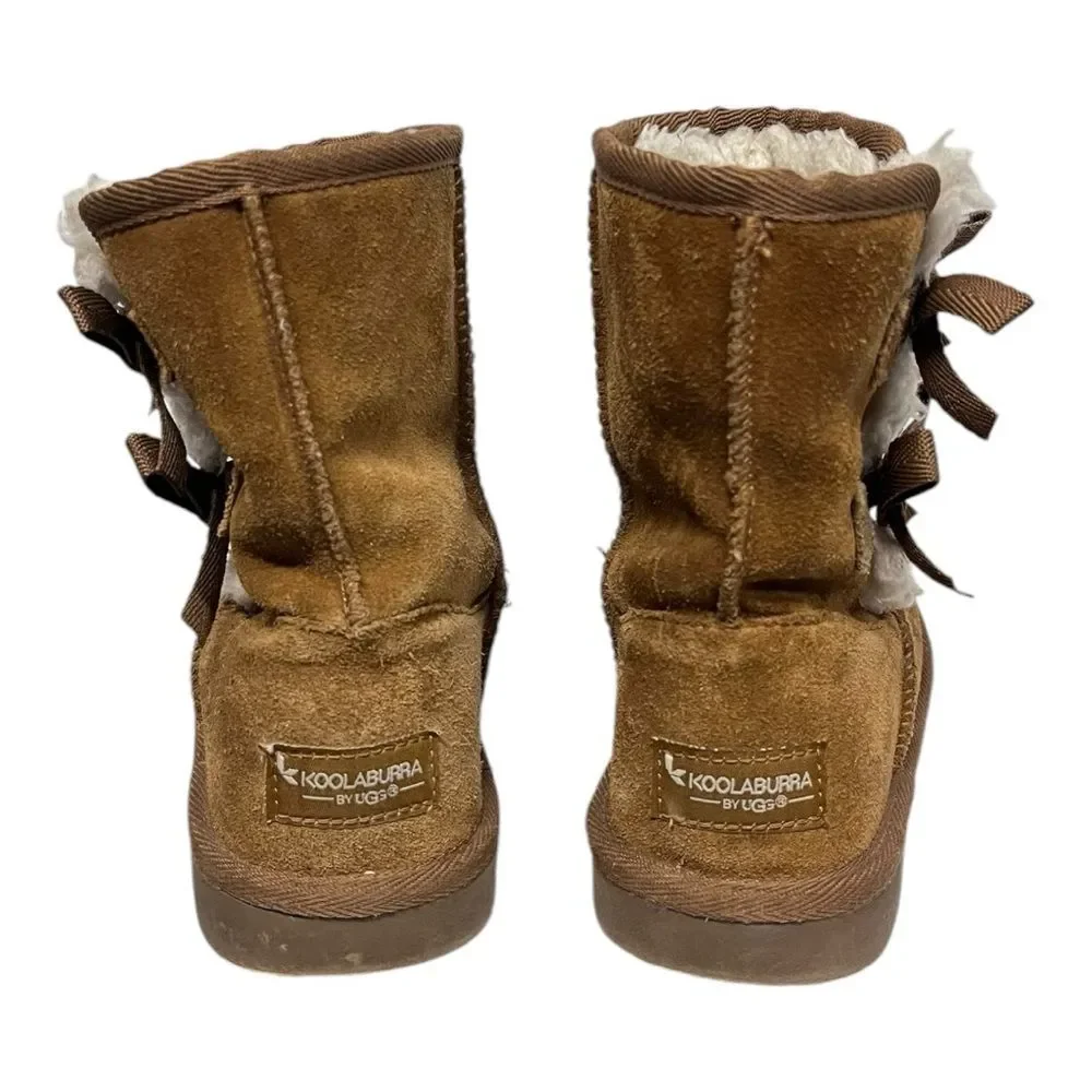 Koolaburra by Ugg | Brown Tan Lined Winter Warm Slip On‎ Trendy Boots Girls 3
